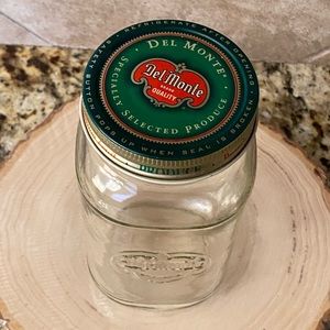Vintage Rare Del Monte Clear Glass Mason Jar with Lid Storage Canning Lidded Jar